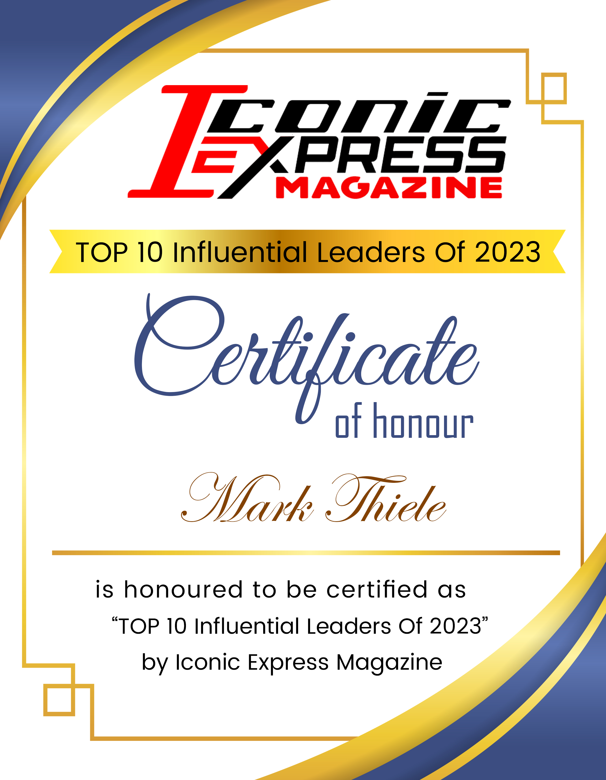 Mark Thiele, President of M4U By Trands Certificate